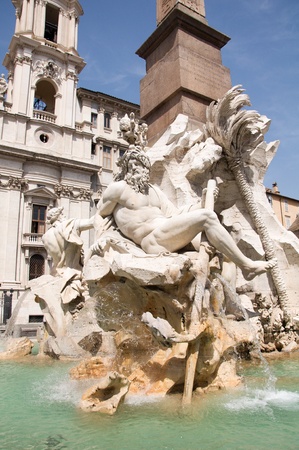 Fountain at Piazza Navona, Rome, Italy の写真素材