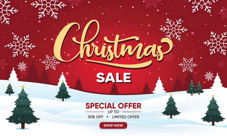 Merry christmas sale banner template design, cover, poster, background, brochure, card, etc.のイラスト素材