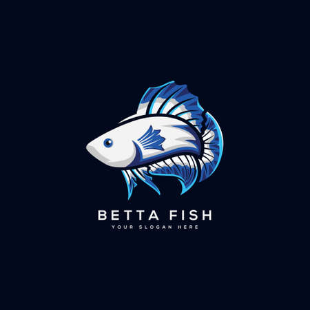 Betta fish mascot logo design icon, this logo very suitable for animal, tropical, aquarium, fish, etc.のイラスト素材