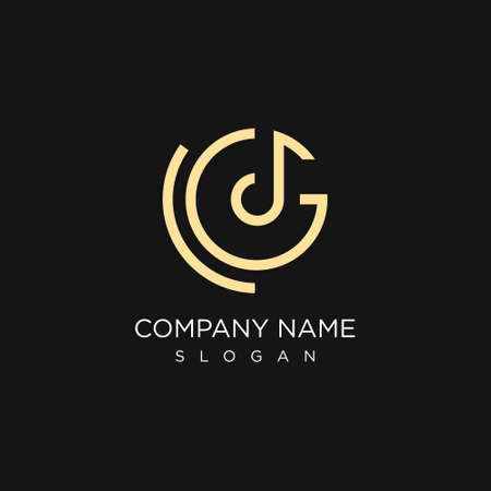 Initial G With Music Vector Logoのイラスト素材