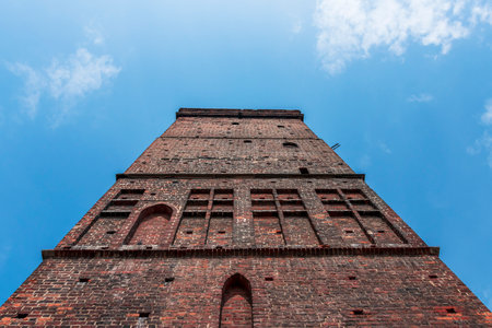 ZiÄbice Tower (Tower of the ZiÄbice Gate). Medieval gate tower. A gothic building made of red bricks. Defensive structureのeditorial素材