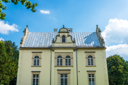 A palace and park complex from the nineteenth eclectic style. Przyszowice, Polandのeditorial素材