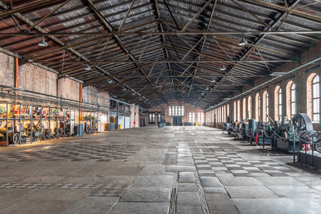 Katowice, Silesia, Poland - January 20th 2023: Hall interior of Walcownia Zinku (zinc rolling mill). Space used as exhibition hall. Museum of history of development of zinc metallurgy.のeditorial素材
