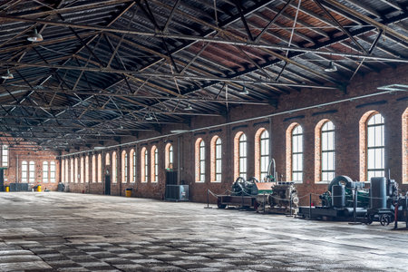 Katowice, Silesia, Poland - January 20th 2023: Hall interior of Walcownia Zinku (zinc rolling mill). Space used as exhibition hall. Museum of history of development of zinc metallurgy.のeditorial素材