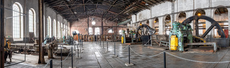 Katowice, Silesia, Poland - January 20th 2023: Panoramic view on the hall interior of Walcownia...