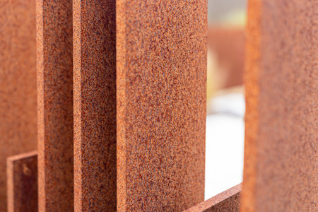 Detail of the fence made of corten steel. Beautiful rust colorの写真素材