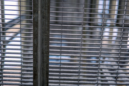 Detail of a platform made of galvanized gratingの写真素材