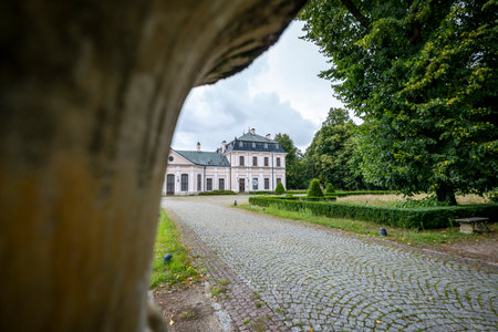 Palace in Sieniawa. A beautiful park full of greenery. Polandのeditorial素材