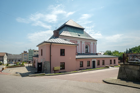 Szczebrzeszyn, Poland - August 16, 2023: Former Synagogue in Szczebrzeszyn. Currently a community center.のeditorial素材