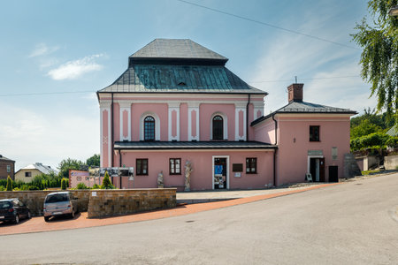 Szczebrzeszyn, Poland - August 16, 2023: Former Synagogue in Szczebrzeszyn. Currently a community center.のeditorial素材
