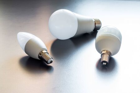 White light bulb lying on a desk, concept for ideasの写真素材