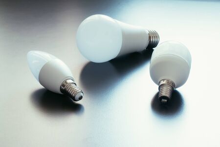 White light bulb lying on a desk, concept for ideasの写真素材