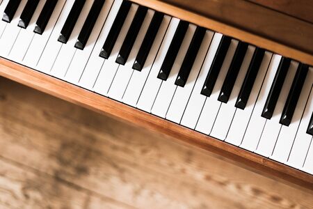 Vintage wooden piano keys with text spaceの写真素材