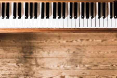 Vintage wooden piano keys with text spaceの写真素材
