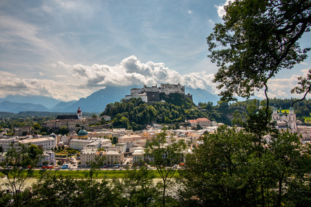 Hohensalzburg fortress, captured from the Kapuzinerberg. Summer time.のeditorial素材