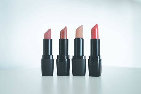 Lipsticks: Set of professional lipsticks, white backgroundの写真素材