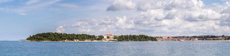 Beautiful bay near Rovinj, clear water and stony beach, Croatiaの写真素材