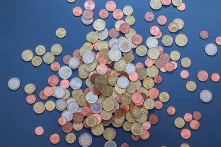 Coins stacked on each other, close up picture, money conceptの写真素材