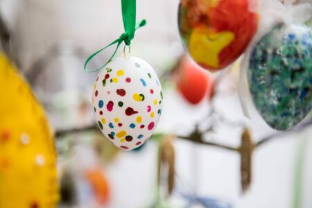 Easter egg: Close up of traditional selfmade european easter decoration.