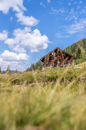 Mountain chalet in Austria: Idyllic landscape in the Alpsの写真素材