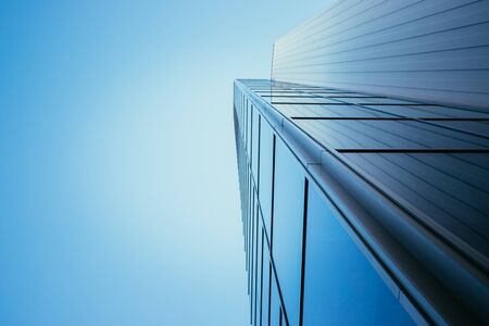 Blue skyscraper out of glass, modern office buildingの写真素材