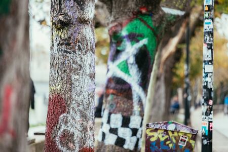 Close up picture of urban city graffityの写真素材