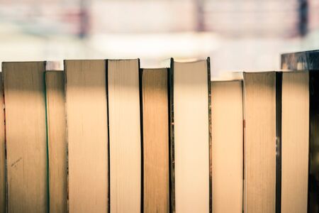 Close up picture of a variety of books in the public library.の写真素材