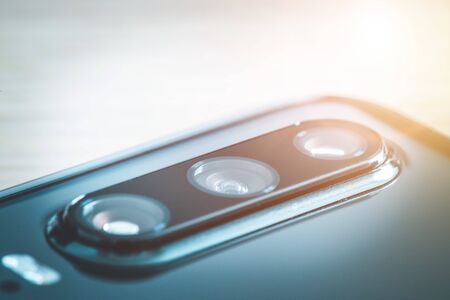 Close up of triple lens of a smartphone