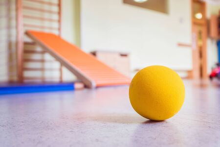 Close up of toy foam ball in a gym hall of a Kindergartenの写真素材