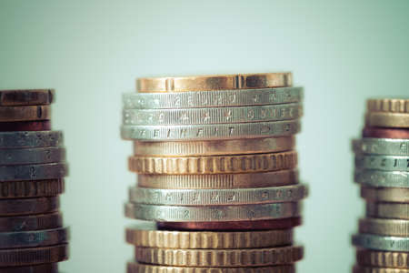 Coins stacked on each other, close up picture, money concept