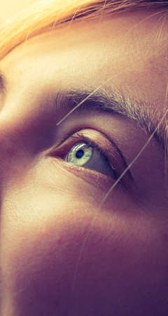 Feminine eyes, with blue iris, cut out of the face, healthcareの写真素材