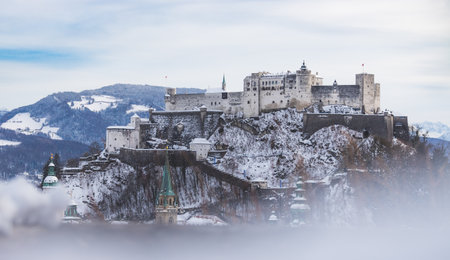 Fortress Hohensalzburg in the Winter, snowy