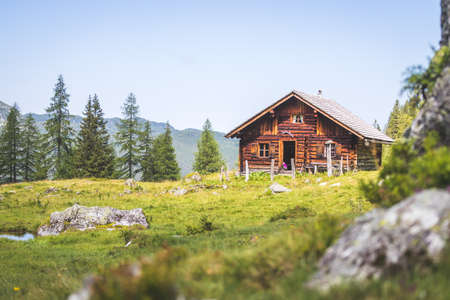Mountain chalet in Austria: Idyllic landscape in the Alpsのeditorial素材
