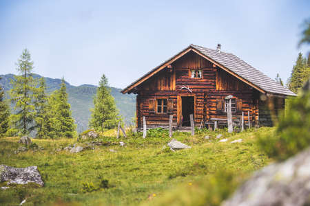 Mountain chalet in Austria: Idyllic landscape in the Alpsのeditorial素材