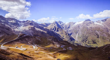 Mountain Range in the Alps: GroÃglockner and the High Alpine Road in Austria, Summer timeの写真素材