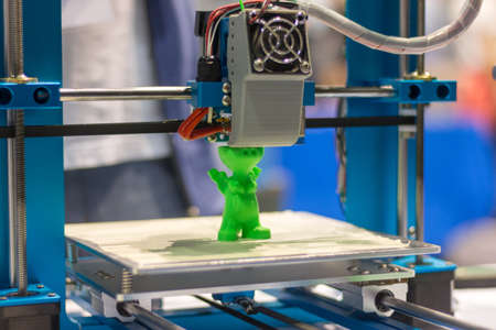 Automatic 3d printer performs a three-dimensional product creation, close-upの写真素材