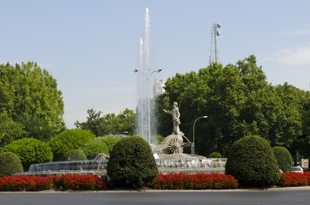 Neptuno Fountain, Plaza Canovas del Castillo, Madrid, Spain. Fuente de Neptuno.のeditorial素材