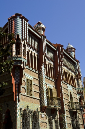 Vicens House  Casa Vicens  Built by Antoni Gaudi in moorish style  Barcelona  Catalonia  Spain の写真素材
