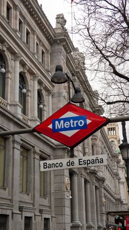 Madrid, Spain - March 15, 2018: View of the Bank of Spain, Spanish National Reserve Bank, Madrid. Banco de EspaÃ±a.のeditorial素材
