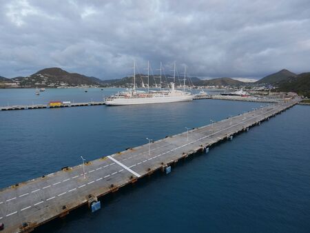 Philipsburg Harbor, Dutch side of St Martin, Caribbean Islandsの写真素材
