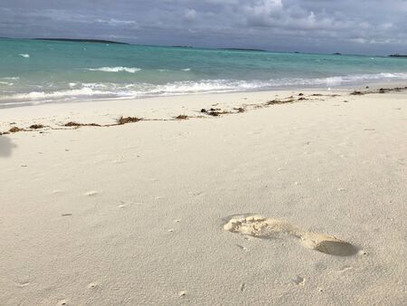 Flamingo Beach in the island of Culebra, Puerto Rico, with a big footprint in the sand. の写真素材