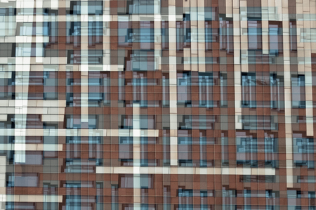 Double exposure photograph of a city buidling