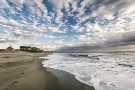 Photograph shows a coastal landscape in Rhode Islandの写真素材