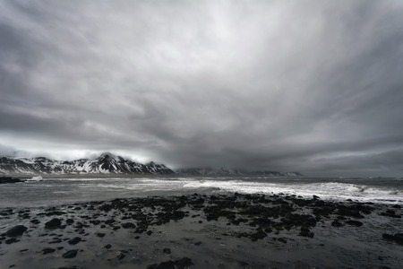 Dramatic seascape at Snaefellsnes Penninsula, Western Icelandの写真素材