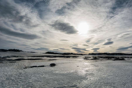 Myvatn winter landscape in the northern part of Iceland