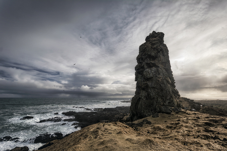 Dramatic seascape at Snaefellsnes Penninsula, Western Icelandの写真素材
