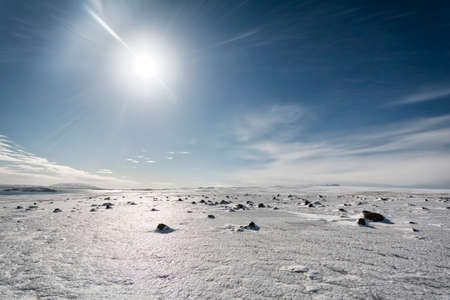 Photograph of a snowy winter landscape at Pingvellir, Iceland