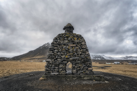 Budir stone structure at Arnarstapi, on Snaefellsnes peninsula, Icelandの写真素材