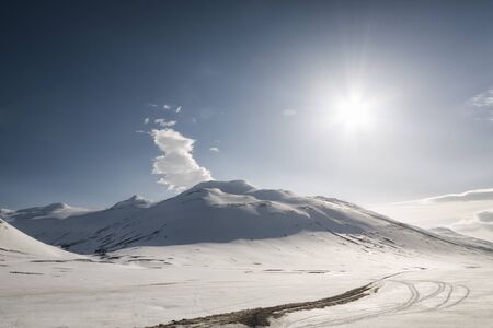 Myvatn winter landscape in the northern part of Icelandの写真素材
