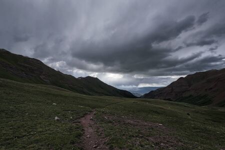 Panoramic view of idyllic summer landscape in the Rocky Mountainsの写真素材